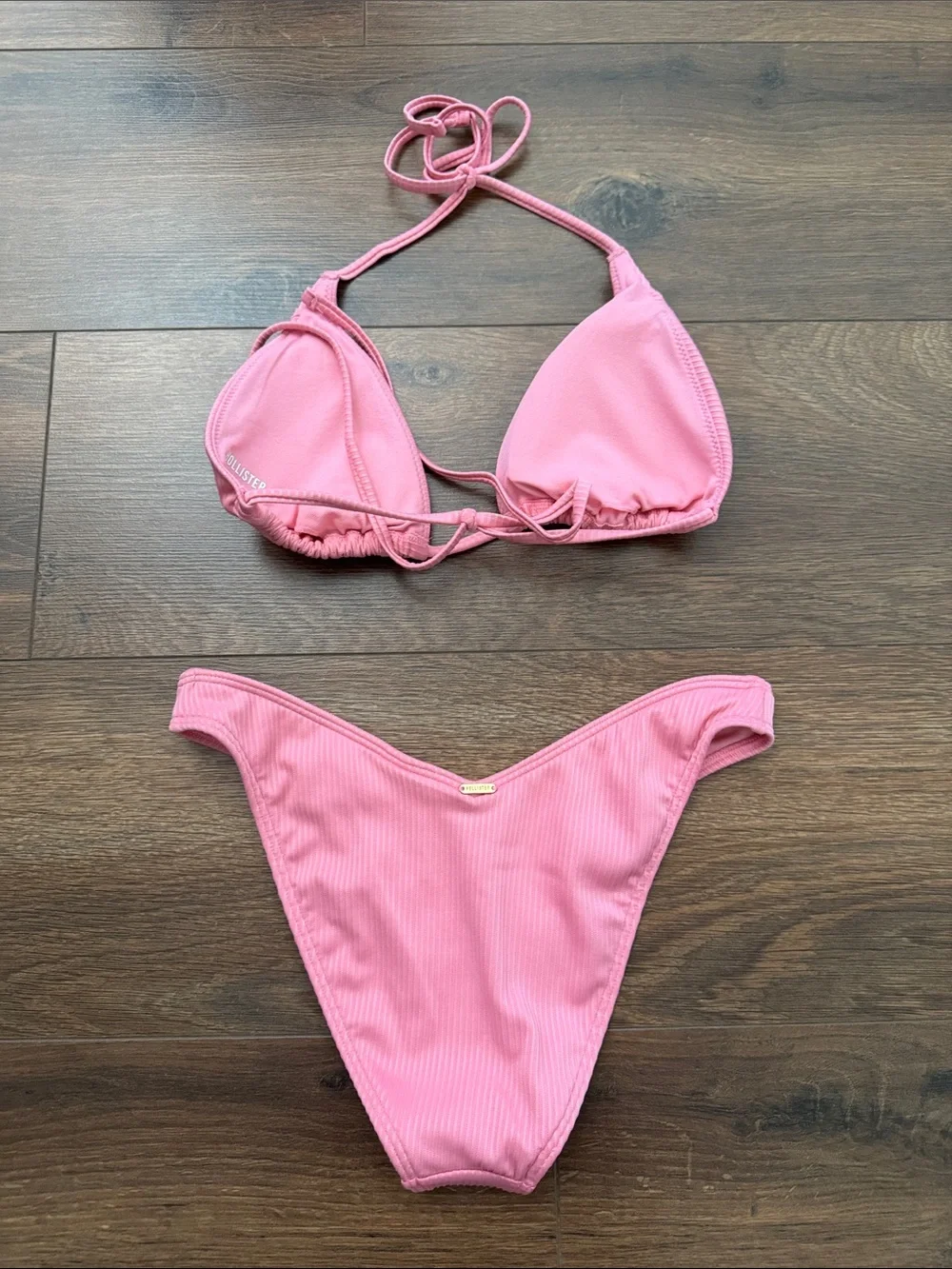 Hollister Pink Ribbed Cheeky Bikini Set NWOT - Picture 6 of 6